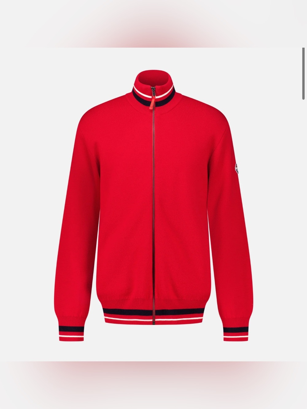 VUARNET RED MEN'S ZIPPED MERINOS PULLOVER